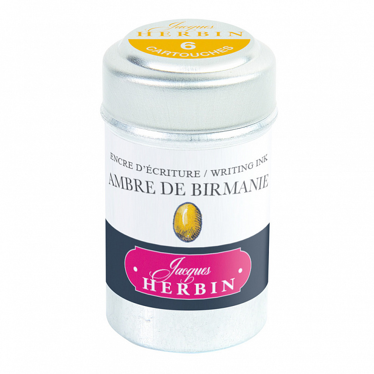 Набор картриджей для перьевой ручки Herbin, Ambre de Birmanie Желто-коричневый, 6 шт 606x758