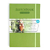 Скетчбук для акварели Малевичъ 14,5х21 см 30 л  200 г, 100% хлопок, салатовый