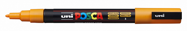 Маркер UNI "POSCA" PC-3M, 0,9-1,3 мм, наконечник пулевидный, №3 цвет оранжево-желтый 606x758