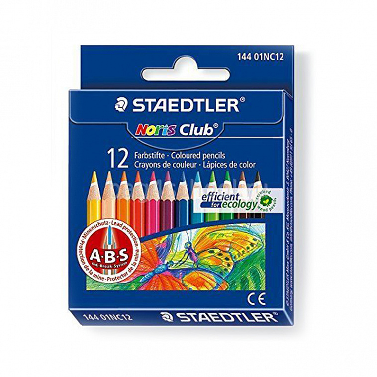 Набор карандашей цветных Staedtler "Noris Club" короткие, 12 цветов, картонная упаковка