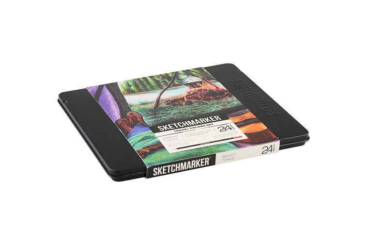 Набор карандашей цветные Sketchmarker "Путешествия", 24 цвета, жестяной пенал 606x758