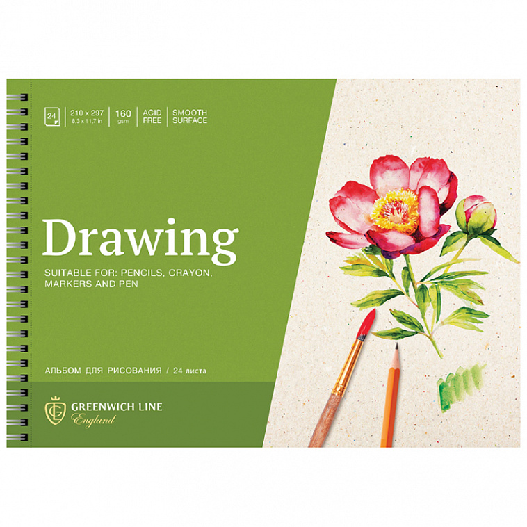 Альбом для рисования на гребне Greenwich Line "Botanical. Peony" А4 24 л 160 г 606x758