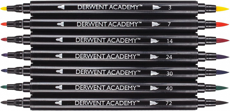 Набор фломастеров Derwent "Academy" 8 шт, кистеобразный наконечник