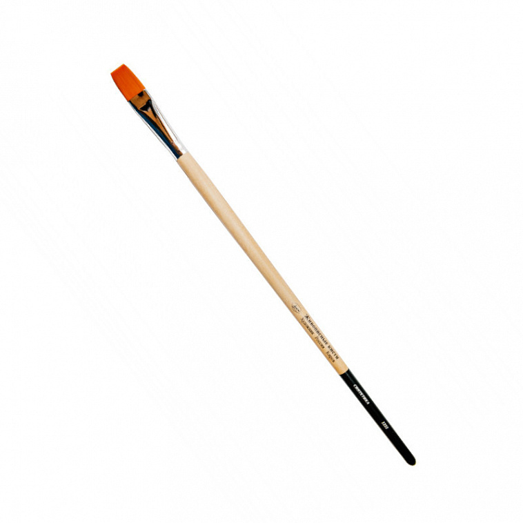 Кисть синтетика №30 плоская Живописные кисти "1229" длинная ручка с черным кончиком 606x758