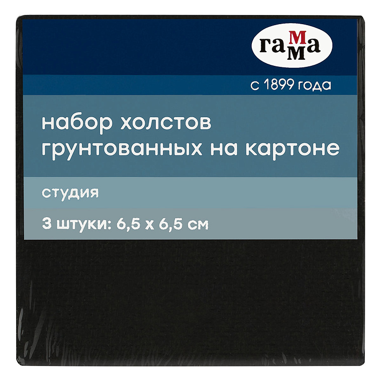 Набор холстов на картоне Гамма "Студия", 3 шт., 6,5*6,5 см, цвет черный, 100% хлопок, 280 г, мелкое 606x758