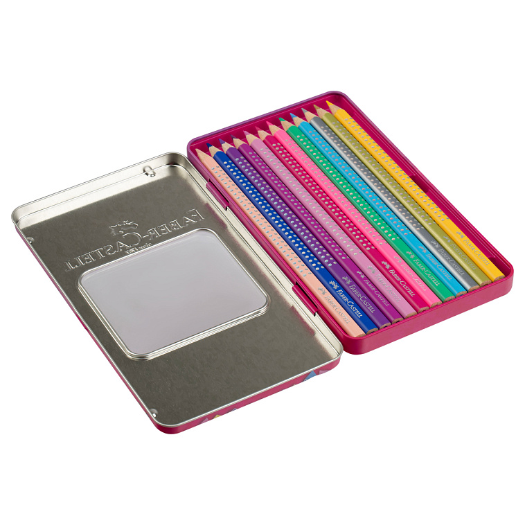 Набор карандашей цветные Faber-Castel "Sparkle", 12 цв., трехгран., метал. короб 606x758