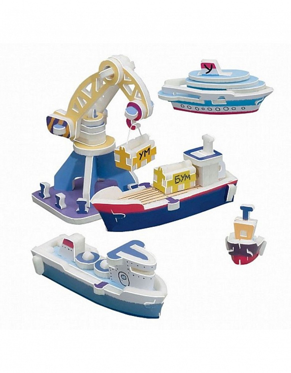 Объемный пазл, набор сборных игрушек "Морской порт"