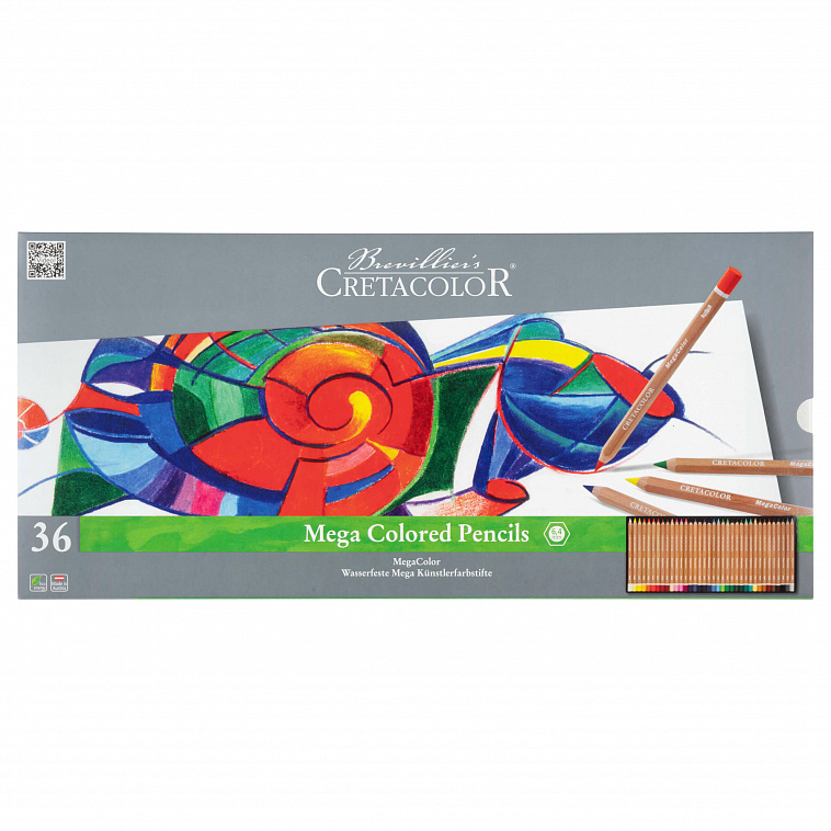 Набор карандашей цветных Cretacolor "Megacolor" 36 цветов, в металлической коробке