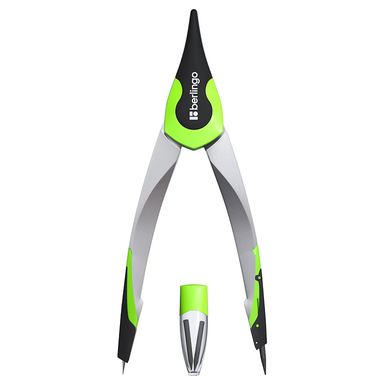 Готовальня Berlingo "Optimum", 2 предмета, циркуль 135 мм, пластиковый футляр, зеленый 606x758