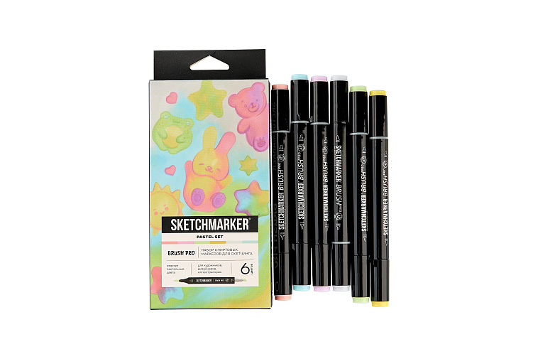 Набор маркеров Sketchmarker "Brush Pro Pastel Set" 6 цветов в картонной упаковке 606x758