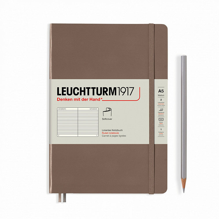 Записная книжка в линейку Leuchtturm Rising Colours А5 123 стр., мягкая обложка теплая земля