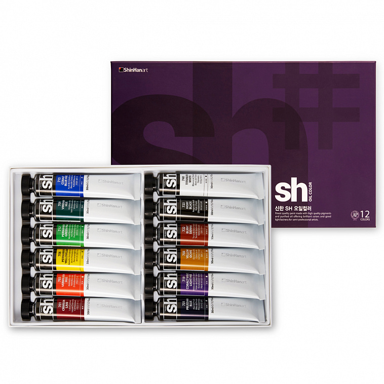 Набор масляных красок Shinhan SH 12 туб по 50 мл в картонной упаковке