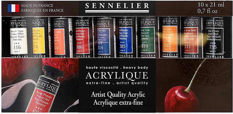 Набор акрила Sennelier "Acrylique Artist" 10 цв*21 мл, в картоне