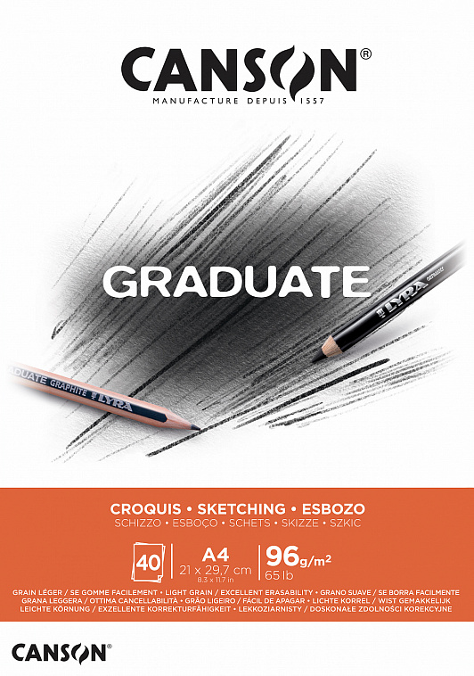 Альбом-склейка для набросков Canson "Graduate" А4 40 л 96 г 606x758