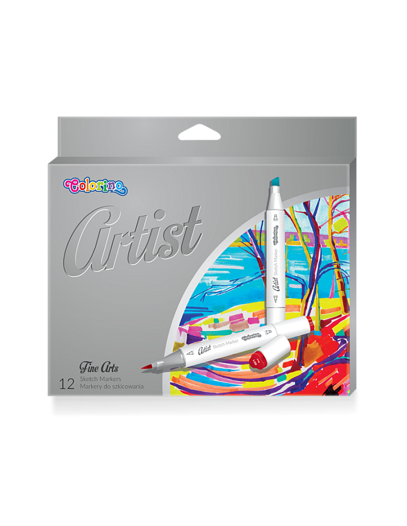 Набор маркеров двухсторонних для эскизов COLORINO "Artist", 12 цветов 606x758