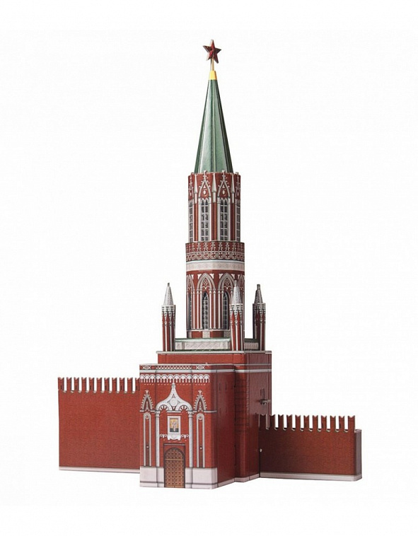 Сборная модель из переплетного картона Архитектурные памятники "Никольская башня Московского Кремля"