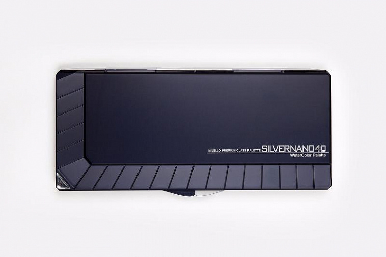 Палитра для акварельных красок Mijello "Silver Nano 40" 390*165*35 мм, пластик