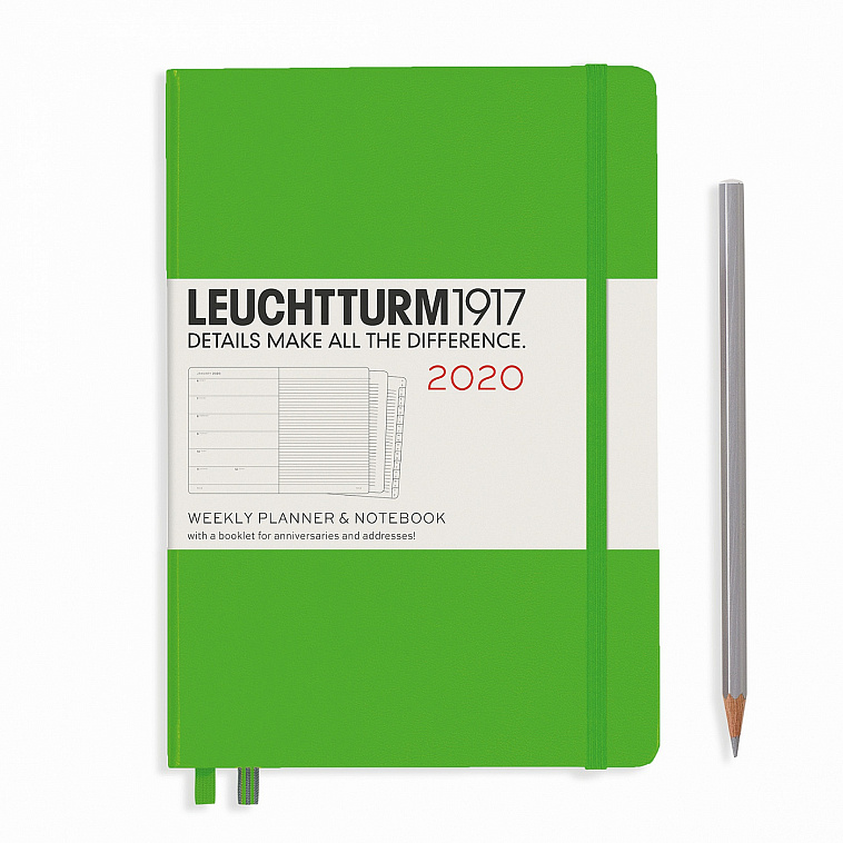 Еженедельник 2020 с записной книжкой Leuchtturm1917 А5, свежий зеленый с доп. буклетом