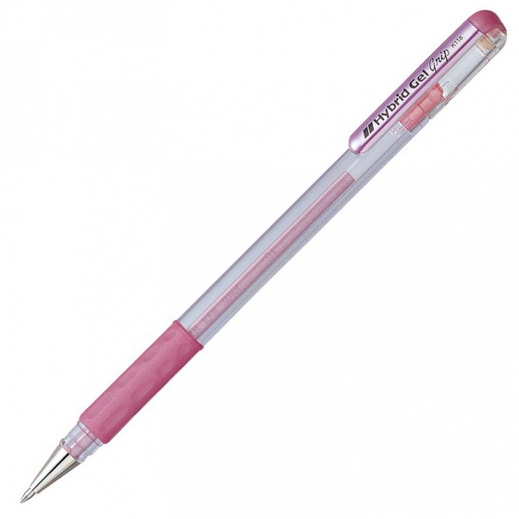 Ручка гелевая Pentel "Hybrid gel Grip" 0,8 мм, стержень розовый 606x758