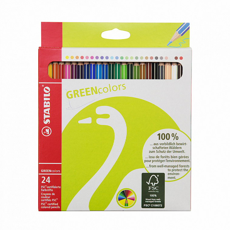 Набор карандашей цветных Stabilo "Green Colors" 24 цв