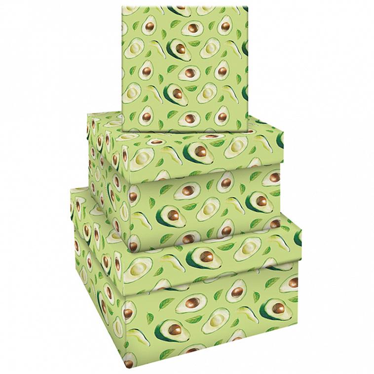 Набор квадратных коробок 3в1, MESHU "Avocado", (19,5*19,5*11-15,5*15,5*9см) 606x758