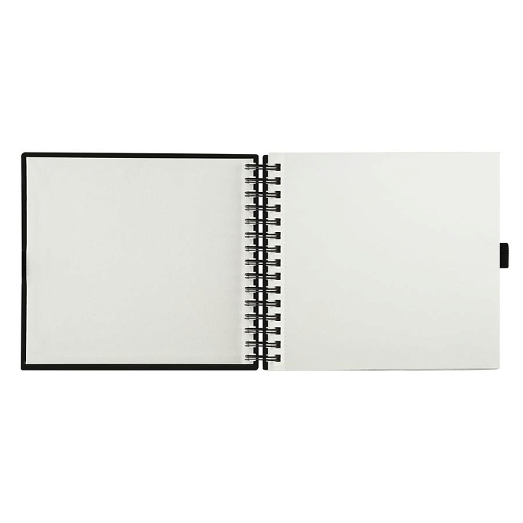 Скетчбук на спирали Гамма "Студия" 20х20 см 100 л 110 г, черный, твердая обложка, на резинке, слон 606x758