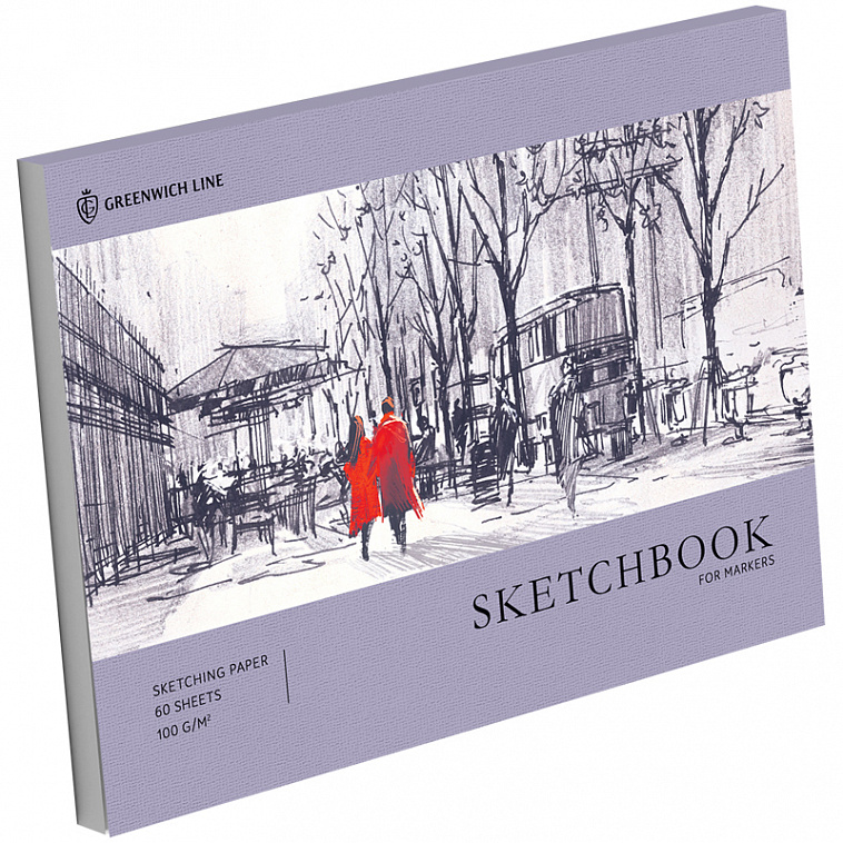 Скетчбук-склейка для маркеров Greenwich Line "City walk" 60 л 100 г