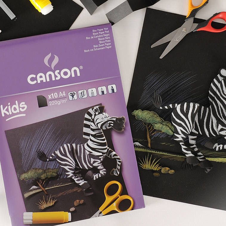Альбом-склейка для рисования, бумага черная Canson "Детское творчество" А4 10 л 220 г