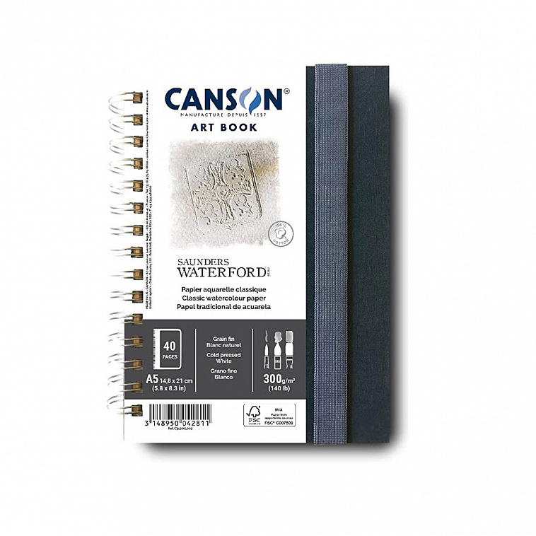 Скетчбук для акварели на спирали Canson "ART BOOK" A5 20 л 300 г, бумага S.Waterford 606x758