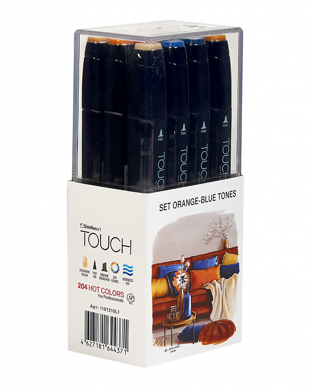 Набор маркеров Touch Twin 12 цв, Оранжево-синие тона
