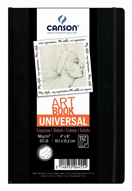 Блокнот для графики Canson "Art Book Universal" 10,2х15,2 см., 112 л., 96 гр/м2 застежка-резинка