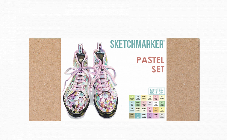 Набор маркеров Sketchmarker Pastel set 24 шт + набор линеров и скетчбук