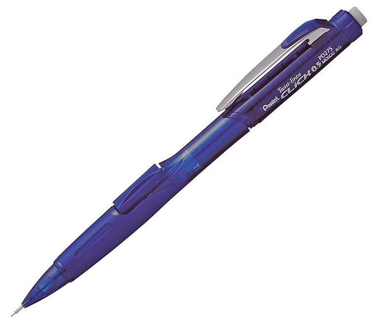 Карандаш автоматический Pentel "CLICK -Twist-Erase" с боковой кнопкой, 0,5 мм, синий корпус 606x758