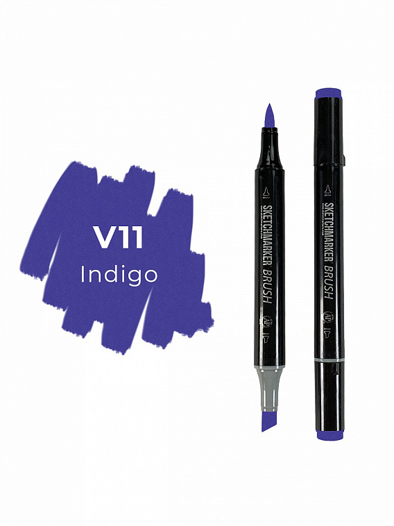Маркер двухсторонний на спиртовой основе Sketchmarker Brush Цвет Индиго 606x758