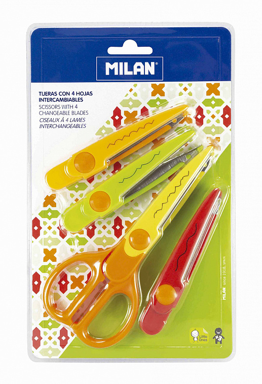 Набор фигурных ножниц MILAN "ZIGZAG" 16 см с 3 сменными насадками-лезвиями