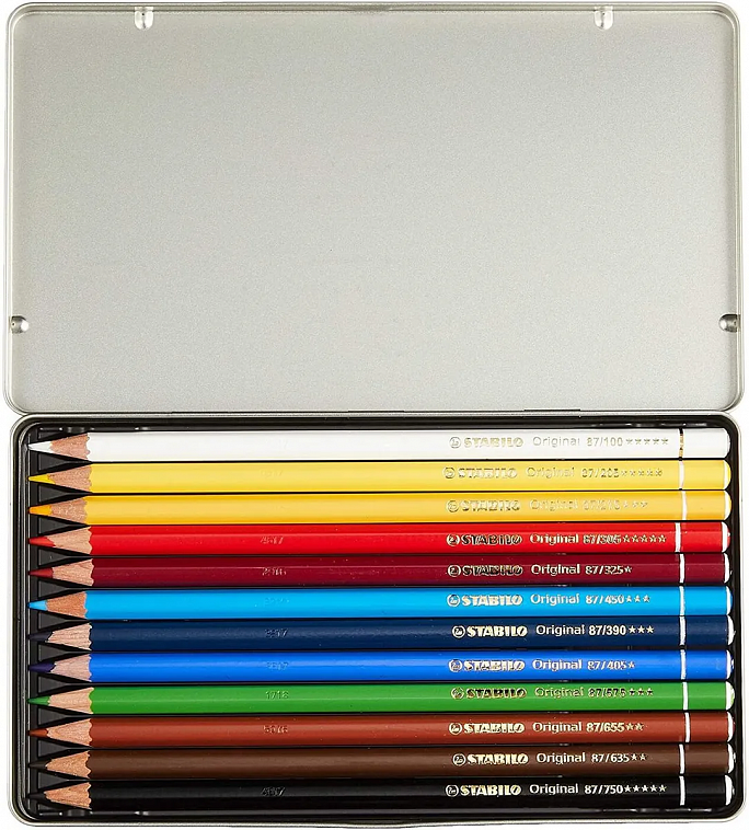 Набор карандашей цветных Stabilo "Original" 12 цв в метал. кор