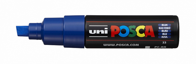 Маркер UNI "POSCA" PC-8K, до 8,0 мм, наконечник скошенный, цвет синий 606x758