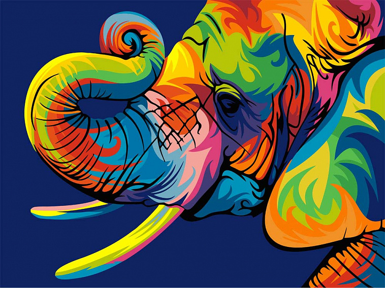 Набор для живописи по номерам Артвентура "Радужный слон" холст на картоне 16,5х13 см 