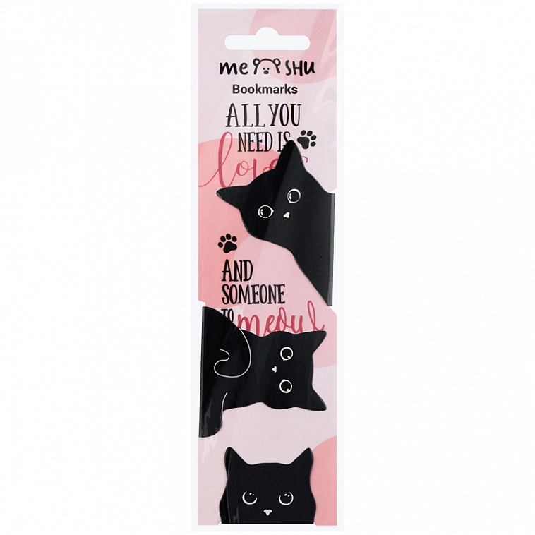 Закладки магнитные для книг MESHU "Black cat" 3 шт