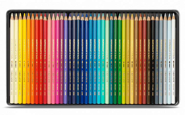 Набор карандашей акварельных Caran d'Ache "Supracolor Soft Aquarelle" 3,8 мм, 40 цв в металле