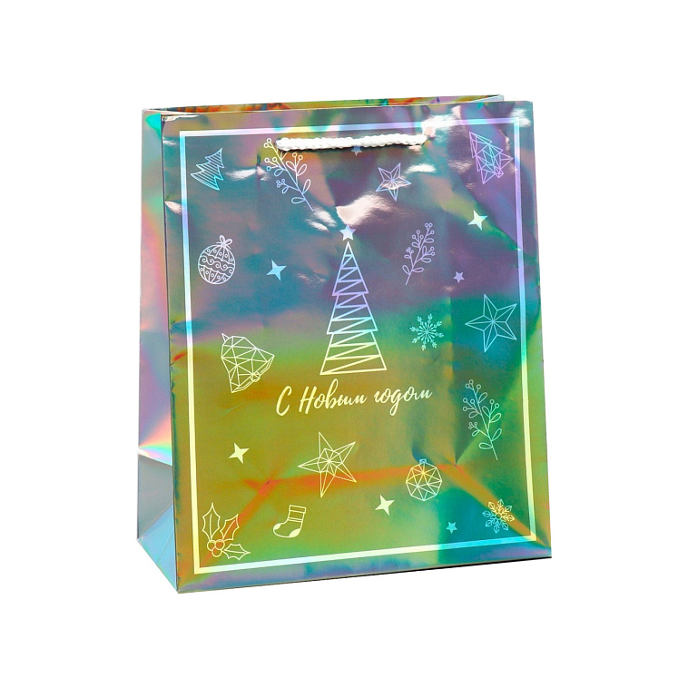 Пакет голографический "Подарочек", ML 23 × 27 × 11.5 см 606x758