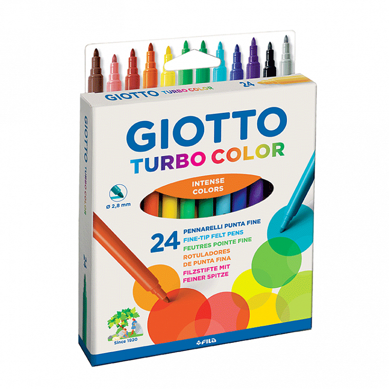 Набор фломастеров Fila "Giotto Turbo Color" 24 цвета в картоне 