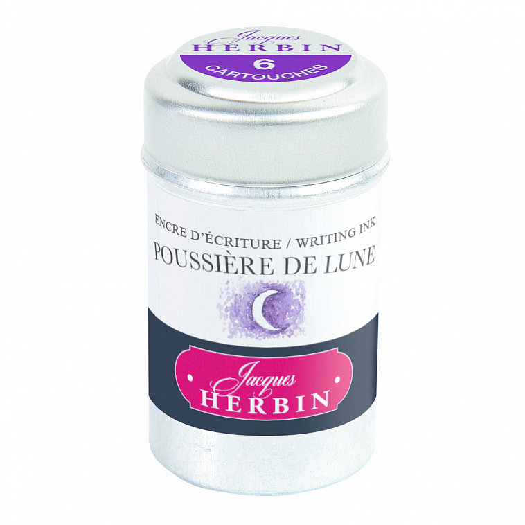 Набор картриджей для перьевой ручки Herbin, Poussière de lune Темно-фиолетовый, 6 шт 606x758