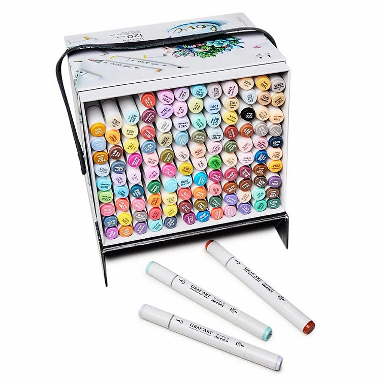 Набор спиртовых маркеров Малевичъ "GrafArt Brush" Максимальный, 120 цветов 606x758