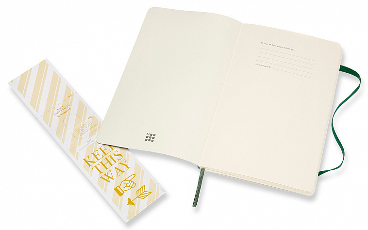 Записная книжка, пунктир Moleskine "Classic Soft" Large 13х21 см 192 стр., обложка мягкая зеленая 606x758