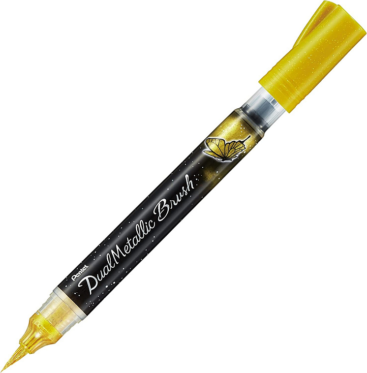 Маркер-кисть с подкачкой чернил Pentel 1-10 мм, цвет золото, в блистере 606x758