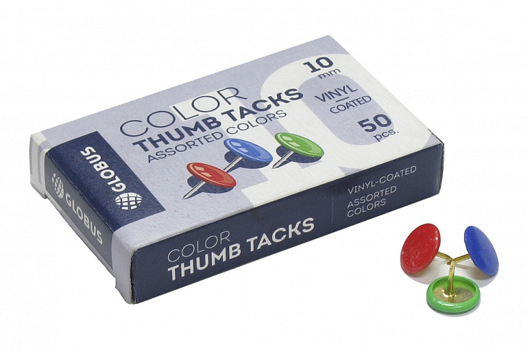 Кнопки Globus 10 мм 50 шт. карт. упаковка, виниловое покрытие, цветные 606x758