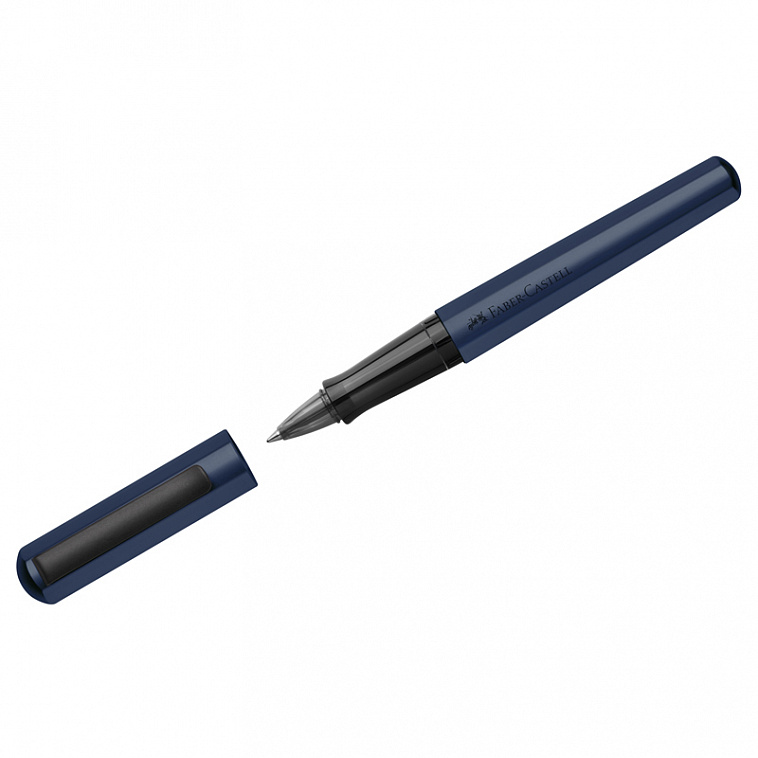 Ручка-роллер Faber-Castell "Hexo" черная, 0,7 мм, шестигран., синий корпус, инд. карт. упаковка