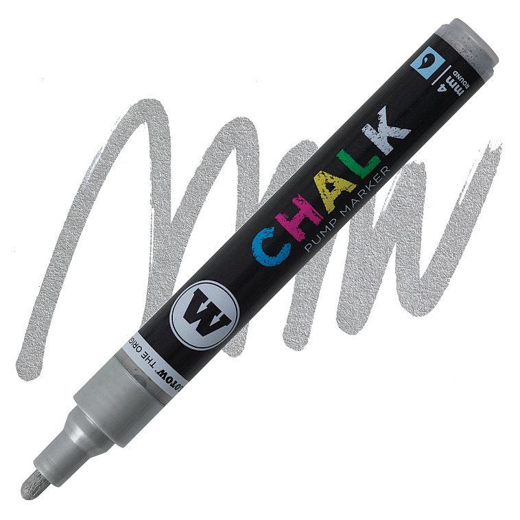 Маркер меловой Molotow "CHALK" 4 мм металлик Серебро 606x758