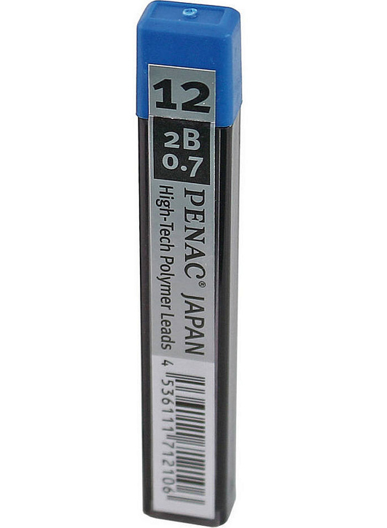Набор грифелей для механического карандаша Penac 12 шт 0,7 мм 2В 606x758